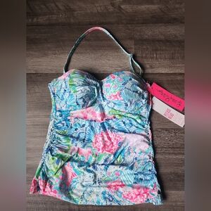 Lilly Pulitzer Pink and Blue Tropical One Piece Swimsuit